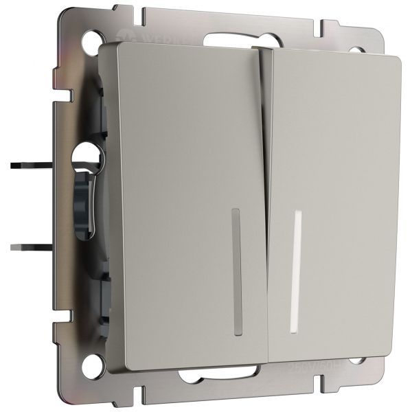 Выключатель двухклавишный с подсветкой (дымчатый) W1220104 Werkel