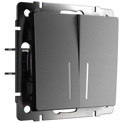 Выключатель двухклавишный проходной с подсветкой (графит матовый) Werkel W1122164