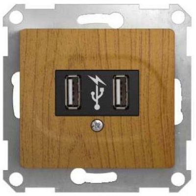 Розетка SE Glossa Дерево Дуб USB GSL000532