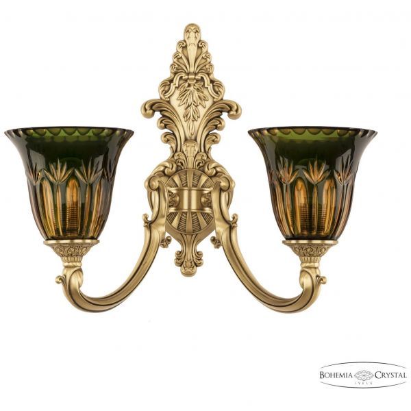 Бра бронзовые 7209B15/2/175 FP P2 U Amber-Green/H-1i Bohemia Ivele Crystal