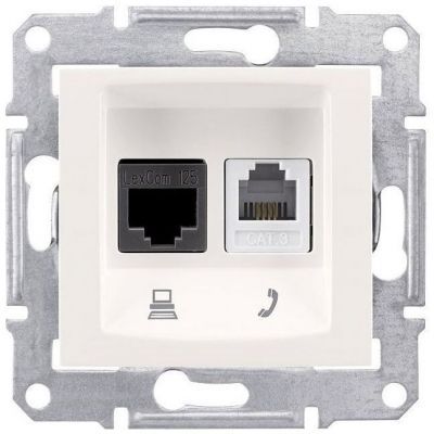 Розетка двойная ТЛФ + комп Schneider Electric Sedna Бежевый кат.6 UTP (RJ11+RJ45)
