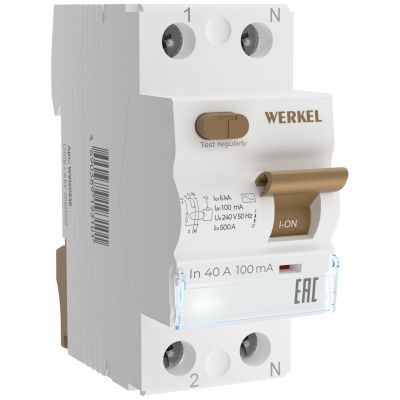 Устройство защитного отключения  1P+N  40 А  100 mA  AC 6 kA W812P404 Werkel