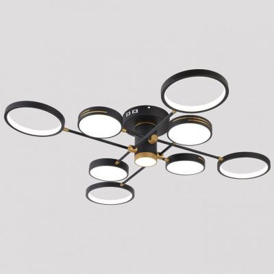 Светильник потолочный Linvel MS 1124/9 Тара 103-112W Чёрный/золото 3000-6000К диммируемый с ПДУ 5488Lm D1000 H180