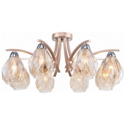 Люстра Linvel LV 9299/8 Суон Золото жемчужное/хром E14