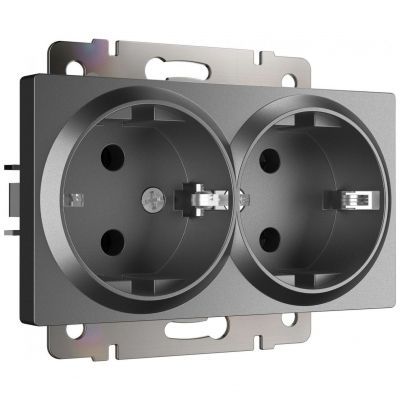 Розетка двойная с заземлением (графит матовый) Werkel W1172064