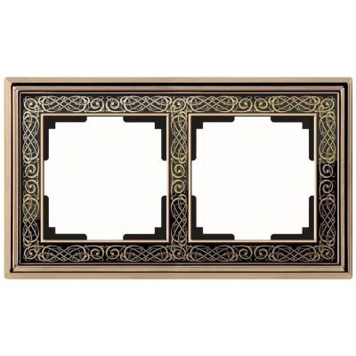 Рамка на 2 поста Werkel W0021430 золото/черный (WL77-Frame-02)