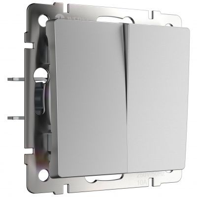 Выключатель 2-клавишный Werkel W1120006 серебро (WL06-SW-2G)