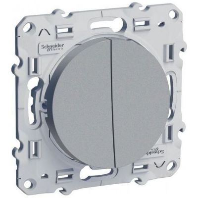 Выключатель Schneider Electric Odace 2-клавишный 10А алюминий