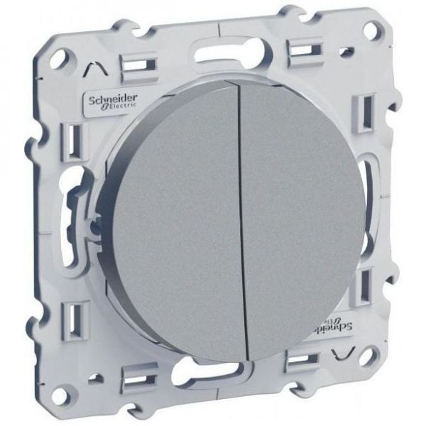 Выключатель Schneider Electric Odace 2-клавишный 10А алюминий