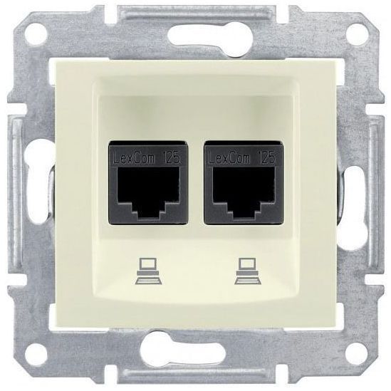 Розетка компьютерная 2-ая Schneider Electric Sedna Бежевый RJ45 кат. 5e UTP