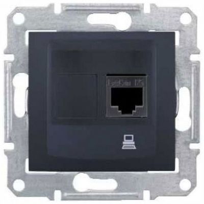 Розетка компьютерная 1-ая Schneider Electric Sedna Графит RJ45 кат. 5e UTP