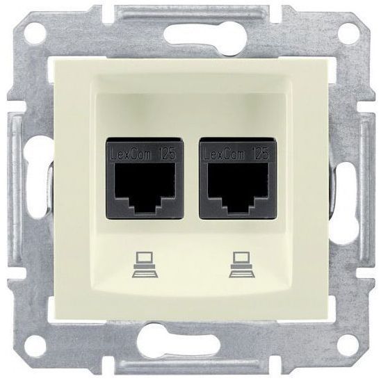 Розетка компьютерная 2-ая Schneider Electric Sedna Бежевый RJ45 кат. 6 STP