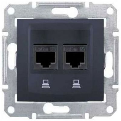 Розетка компьютерная 2-ая Schneider Electric Sedna Графит RJ45 кат. 5e UTP