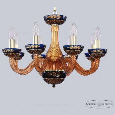 Хрустальная люстра 1308/8/195 G Am/Amber-Blue/H-1J Bohemia Ivele Crystal