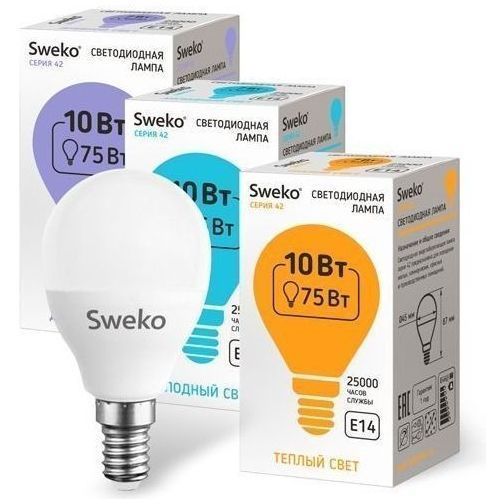 Лампа светодиодная Sweko 42LED-G45-10W-230-6500K-E14
