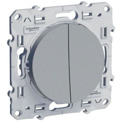Переключатель Schneider Electric Odace 2-клавишный алюминий