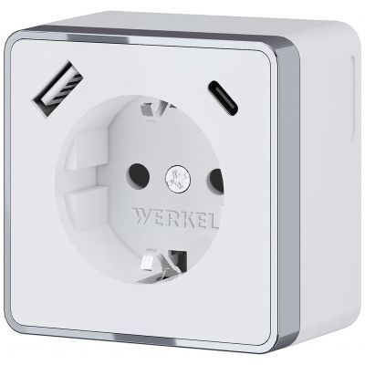 Розетка с заземлением, шторками и USB тип A+C Gallant (белый) Werkel W5071701