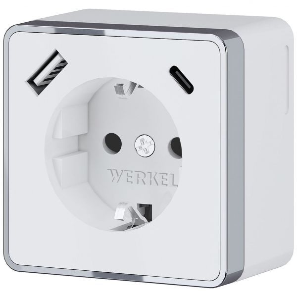 Розетка с заземлением, шторками и USB тип A+C Gallant (белый) Werkel W5071701