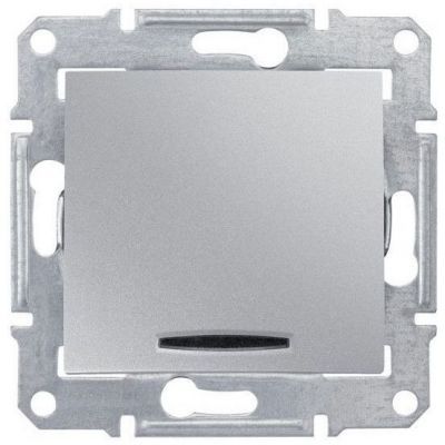 Выключатель 1-клавишный с подсветкой Schneider Electric Sedna Алюминий 10 А (сх.1)