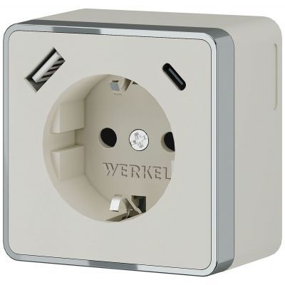 Розетка с заземлением, шторками и USB тип A+C Gallant (слоновая кость) Werkel W5071703