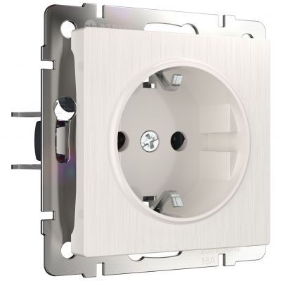 Розетка с заземлением Werkel W1171013 перламутровый рифленый (WL13-SKG-01-IP20)