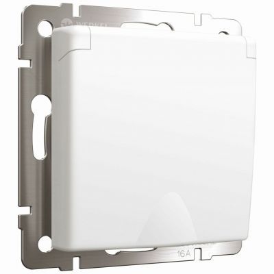 Розетка с заземлением и шторками c крышкой IP44 (белый матовый) Werkel W1171261