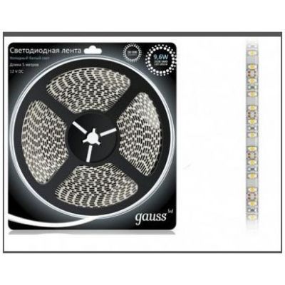 Лента Gauss LED 2835/120-SMD 9.6W 12V DC холодный белый (блистер 5м)