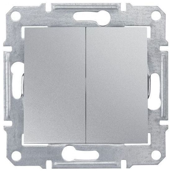 Выключатель 2-клавишный Schneider Electric Sedna Алюминий 10А (сх.5)