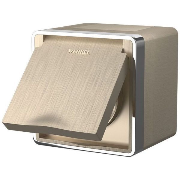 Розетка с защитной крышкой Gallant Werkel W5071210 шампань рифленый (WL15-02-04)