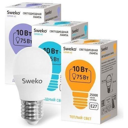 Лампа светодиодная Sweko 42LED-G45-10W-230-6500K-E27