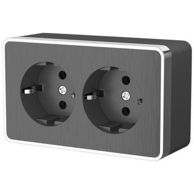 Розетка двойная с заземлением Gallant Werkel W5072104 графит рифленый (WL15-02-03)