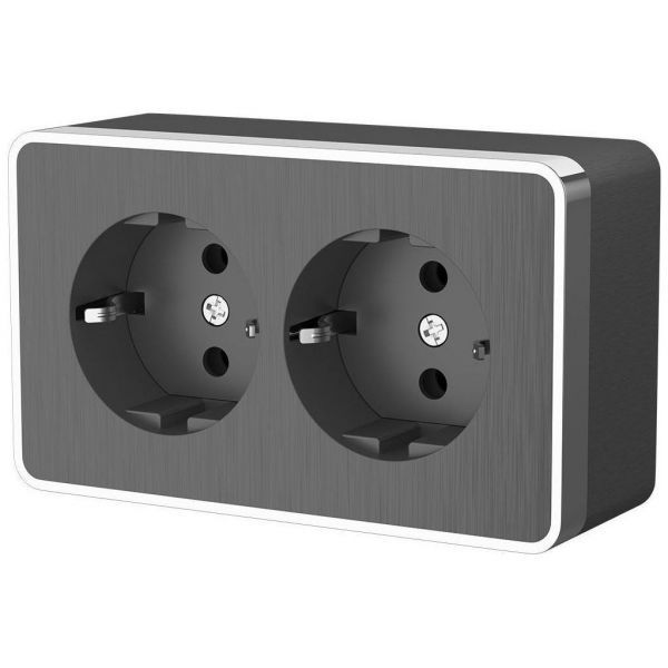 Розетка двойная с заземлением Gallant Werkel W5072104 графит рифленый (WL15-02-03)