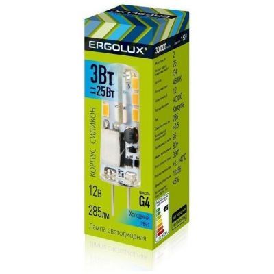 Светодиодная лампа Ergolux LED-JC-3W-G4-4K