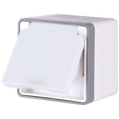 Розетка с крышкой и шторками IP44 Werkel W5071201 IP44 белый (WL15-02-04)