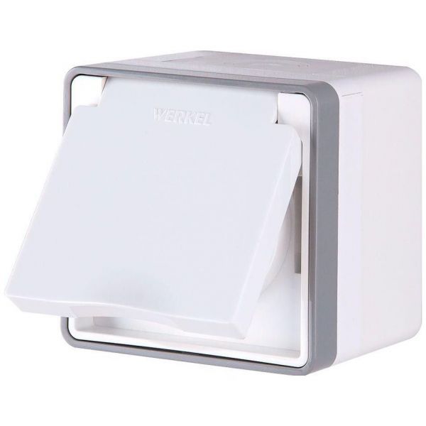 Розетка с крышкой и шторками IP44 Werkel W5071201 IP44 белый (WL15-02-04)