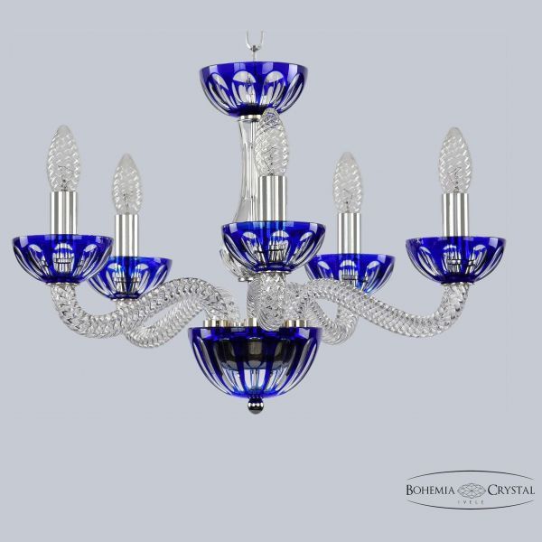 Хрустальная люстра 1309/5/165 Ni Cl/Clear-Blue/H-1H Bohemia Ivele Crystal