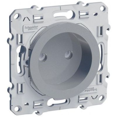 Розетка Schneider Electric Odace без заземления со шторками алюминий