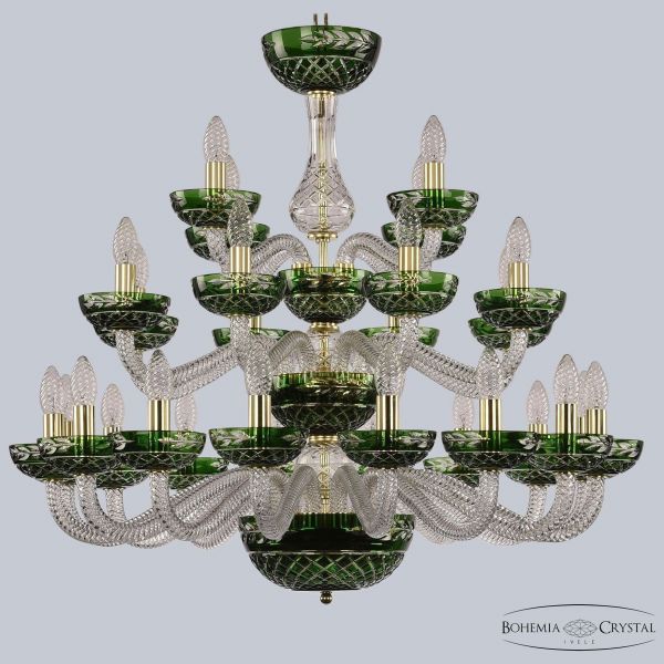 Хрустальная люстра 1309/16+8+4/300/3d G Cl/Clear-Green/H-1J Bohemia Ivele Crystal