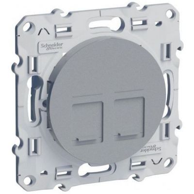 Розетка компьютерная Schneider Electric Odace 2хRJ45 Cat5 алюминий