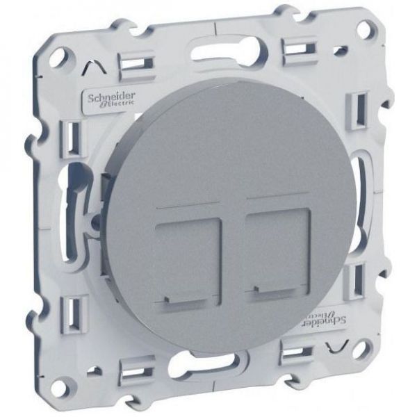 Розетка компьютерная Schneider Electric Odace 2хRJ45 Cat5 алюминий