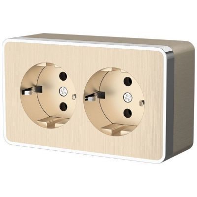 Розетка двойная с заземлением Gallant Werkel W5072110 шампань рифленый (WL15-02-03)