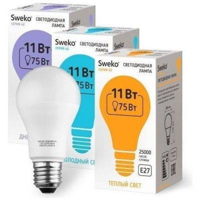 Лампа светодиодная Sweko 42LED-A60-11W-230-6500K-E27
