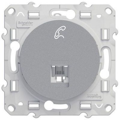 Розетка телефонная Schneider Electric Odace RJ12 6 контакт алюминий