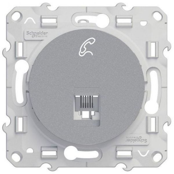 Розетка телефонная Schneider Electric Odace RJ12 6 контакт алюминий