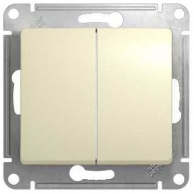 Переключатель 2-клавишный SE Glossa Беж, сх.6 GSL000265