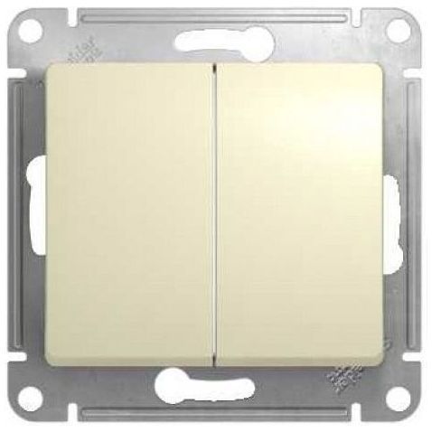 Переключатель 2-клавишный SE Glossa Беж, сх.6 GSL000265