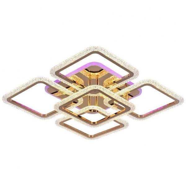 Потолочный светодиодный светильник 8015/4+1 FGD 140W+12W RGB золото Profit Light