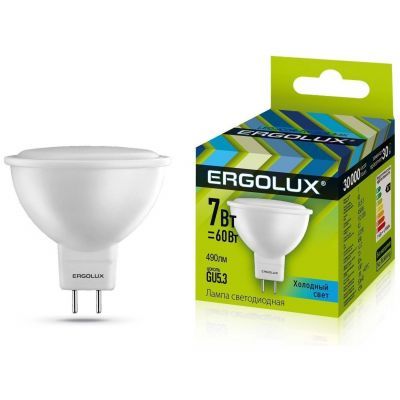Светодиодная лампа Ergolux LED-JCDR-7W-GU5,3-4K