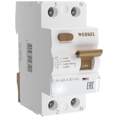 Устройство защитного отключения 1P+N 40 A 30 mА АС 6 kА Werkel W912P406
