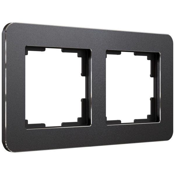 Рамка на 2 поста Platinum черный алюминий Werkel W0022608